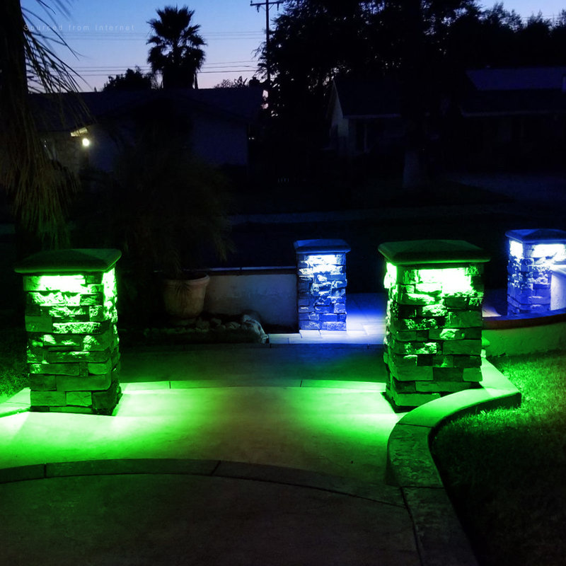 Lumière de sentier multicolore Hardscape à basse tension, Grand - H 12 po x l 12 po x P 12 po