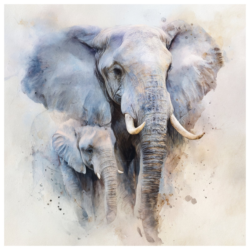 Coussin Elephant, 14 X 14 pouces