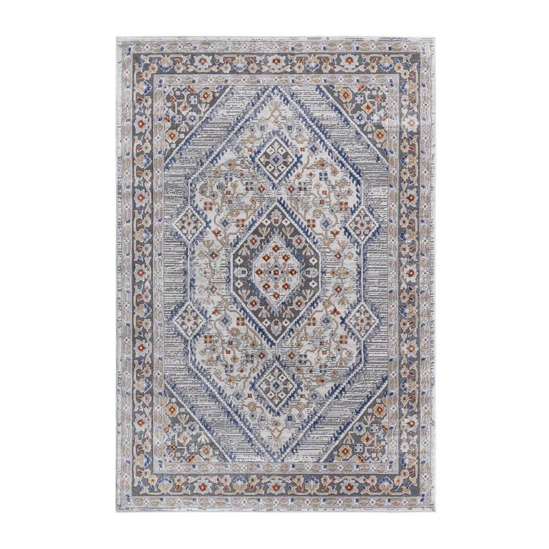 Blue/cream/ 5x7 Area Rug, Non-shedding & Stain , Ideal For Living Room, Bedroom, Dining Home Office Use Stylish Rug 5x7, Non-shedding, Dining, Look
