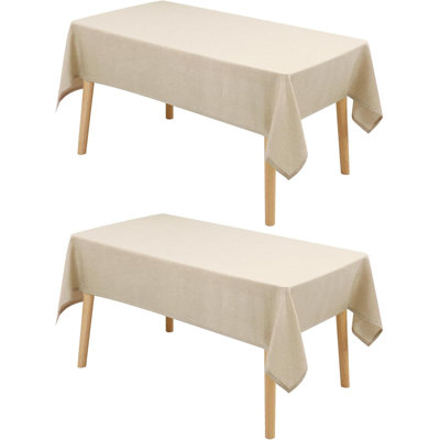 Ensemble de 2 nappes rectangulaires imitation lin, résistantes aux plis et aux taches, lavables, idéales pour la cuisine, la salle à manger et les fêtes. Elles sont parfaites pour la cuisine, la salle à manger et les réceptions.
