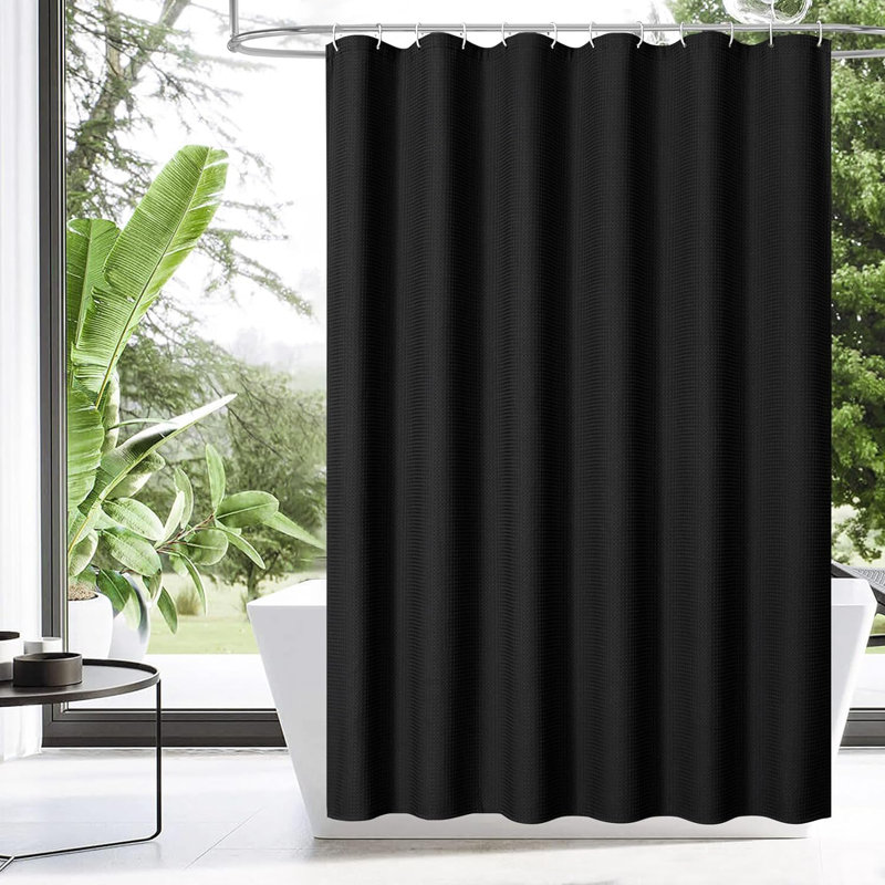 Rideau de douche simple + crochets, Noir