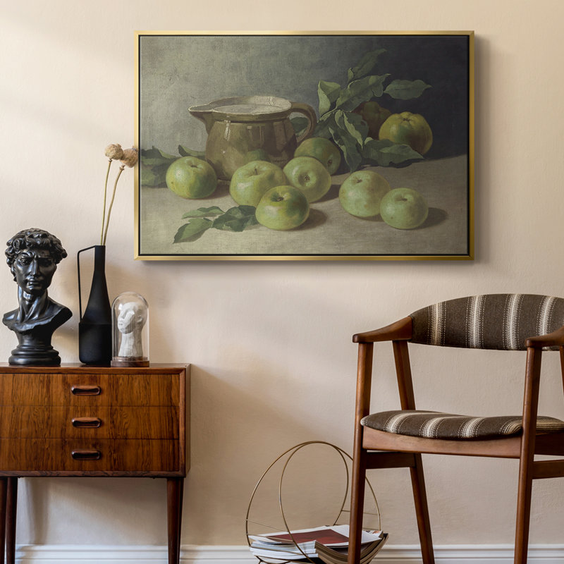 «Vintage Botanical» - Lxxxvi - impression sur toile tendue, Toile avec cadre flottant or, H 17 po x l 25 po x P 2 po
