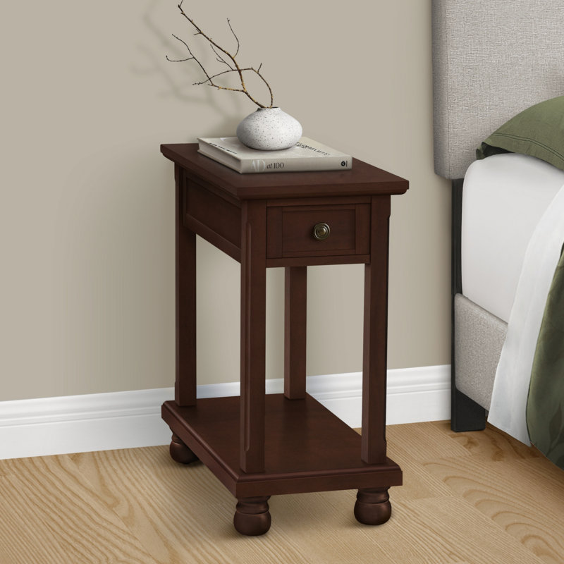Table d'appoint, table d'appoint à 2 niveaux, table de bout, étroite, table de chevet, chambre à coucher, lampe, tiroir de rangement