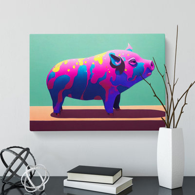 Dripping Pig Abstract - Wrapped Canvas