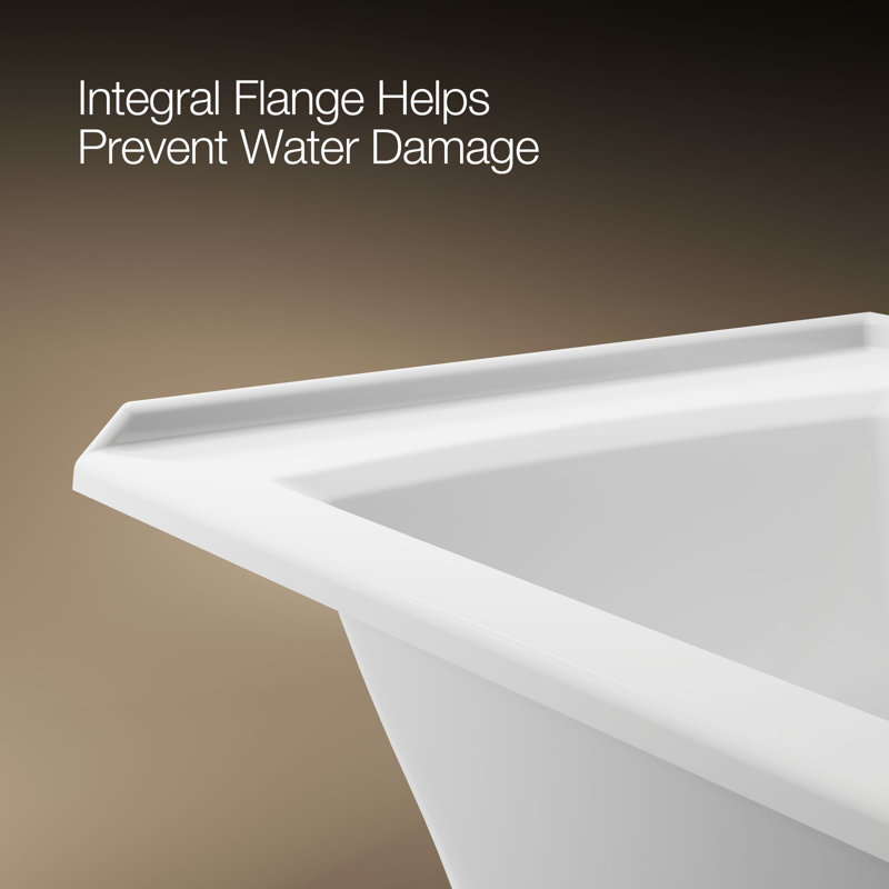 Archer 60" x 30" Alcove Soaking Bathtub with integral flange, White, Right