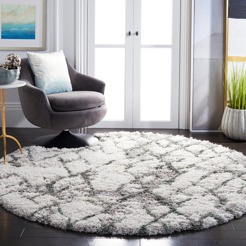 Tapis à poils longs Adlea, Rond 6 pi 7 po