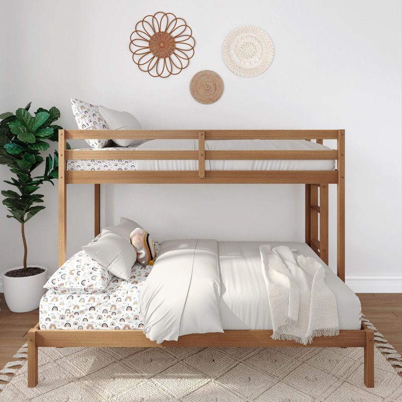 Standard Bunk Bed with Ladder on End, Textured White, Twin XL Over Queen