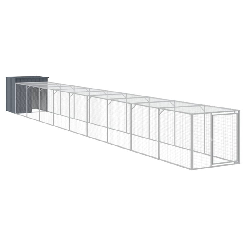 Poulailler avec grillage Ebelina, Gris anthracite, H 43,3 po x l 43,3 po x P 400,4 po
