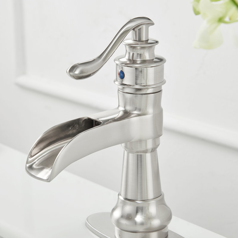 Single-Hole Single-handle Bathroom Faucet with Drain Assembly, Brushed Nickel
