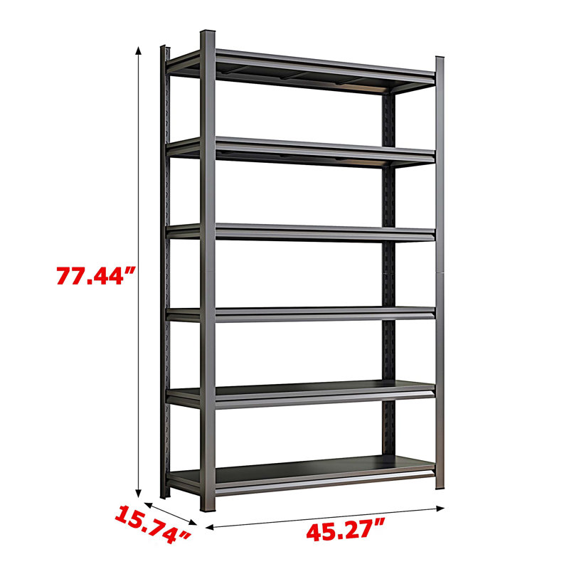 6-Story Metal Shelves, Garage Storage Rack, Adjustable Partition Storage Unit, Storage Rack