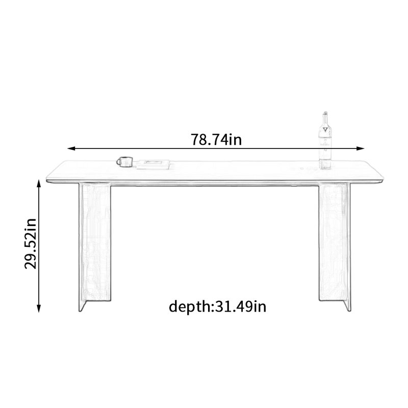 Bureau d'écriture Simple Design Rock Slab, H 29,52 po x l 78,74 po x P 31,49 po