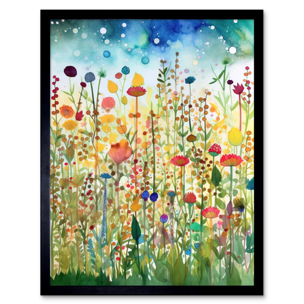 Marlow Home Co. Wildflower Meadow Folk Art Artwork Framed Wall Art ...