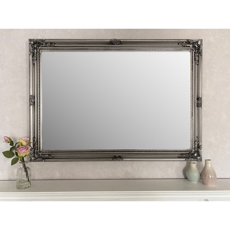 Blanche Solid Wood Framed Wall Mounted Accent Mirror, Silver