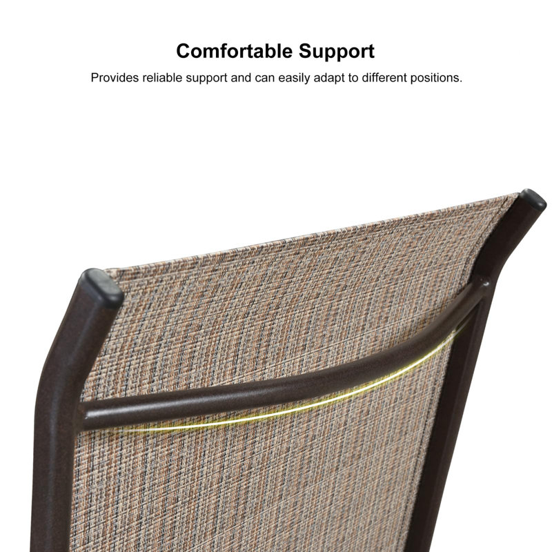 Chaise longue d'extérieur en métal avec table Darmont, Beige