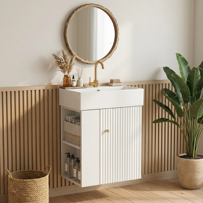 Gabrielle 21.6 Single Bathroom Vanity with Ceramic Top, White