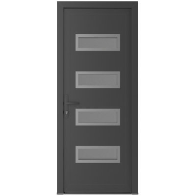 Front Exterior Prehung uPVC Metal-Plastic Manux 8113 Antracite Grey Office Commercial and Residential Doors Entrance Patio Garage W32 x H80 Right hand Inswing
