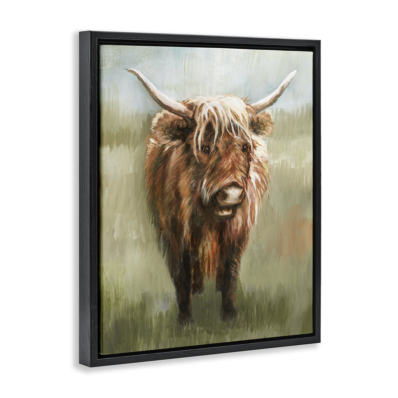 Art mural sur toile Highland, H 31 po x l 25 po, Cadre flottant noir de jais