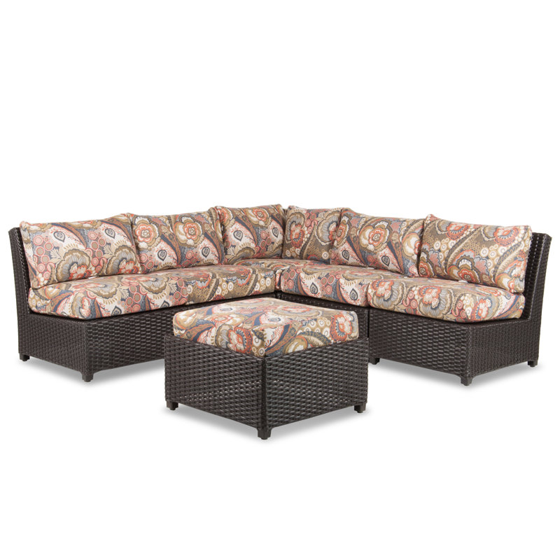 Siesta Key 93'' Wide L-Shaped Wicker Patio Sectional with Sunbrella® Cushions