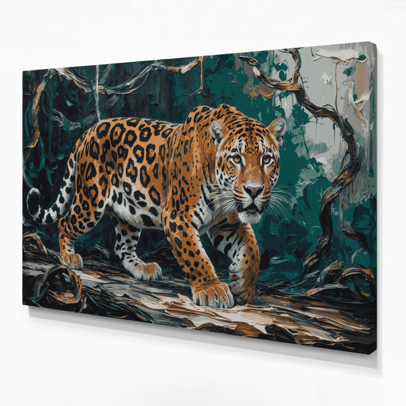 «Big Cats», art mural noir sur toile jaguar brésilien, H 36 po x l 24 po