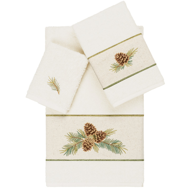 Pierre 3 Piece 100% Turkish Cotton Towel Set, Cream