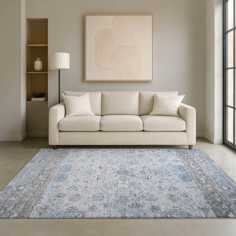 Tapis lavable à la machine de qualité supérieure Mayfield AMF2323, Ciel, 9 pi x 12 pi