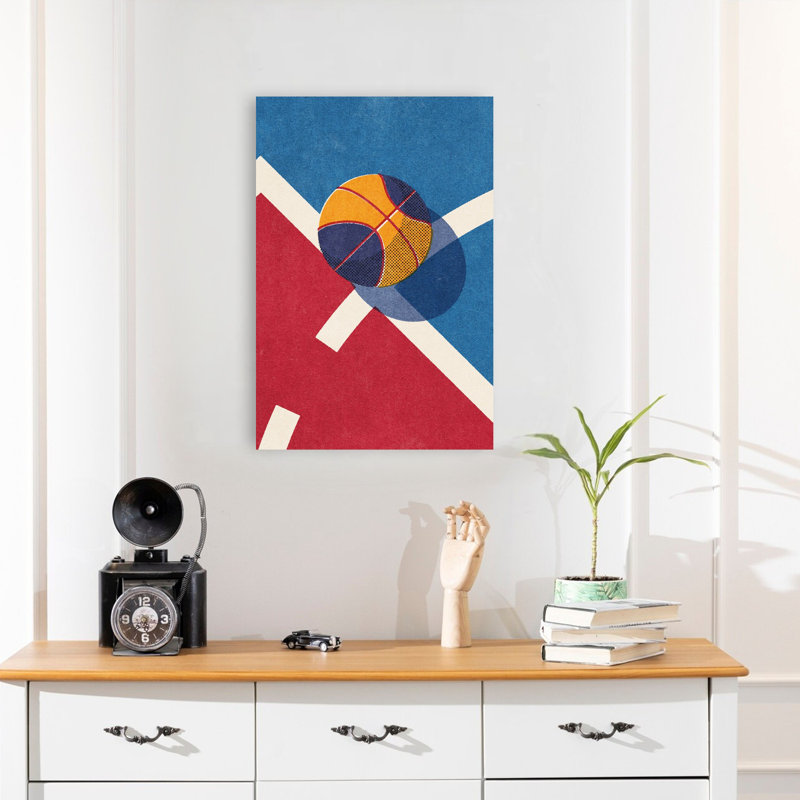 «Retro Court Basketball», art mural rétro audacieux, 24" H x 16" W