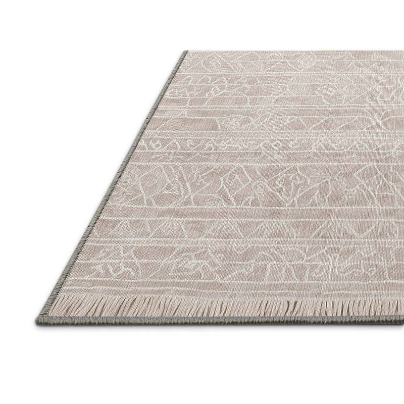 Machine Washable Gray Area Rug, Square 7'