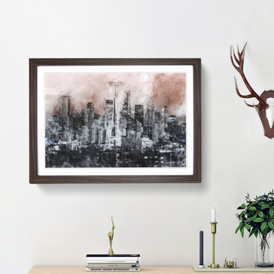 Seattle Washington Skyline in Abstract - Picture Frame Painting Print