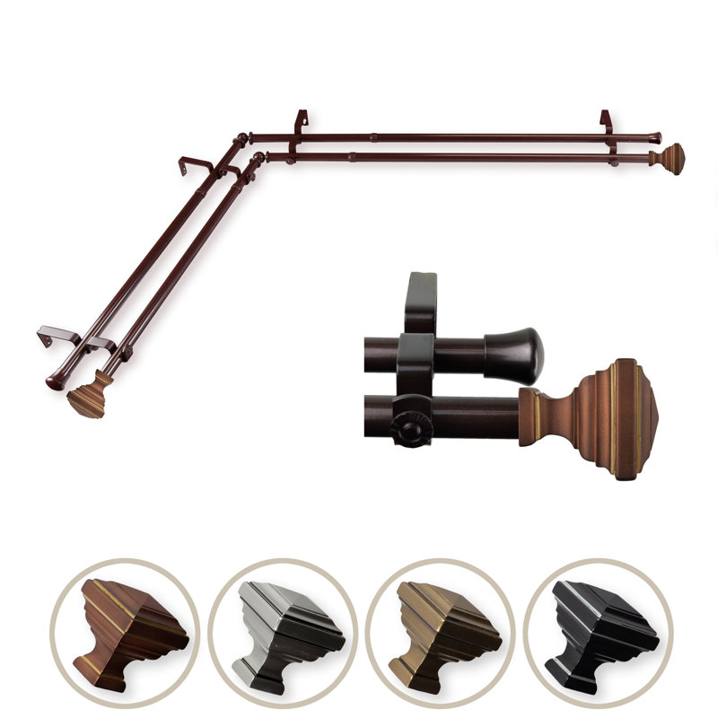 Adjustable Double Curtain Pole, 66" - 120", Cocoa