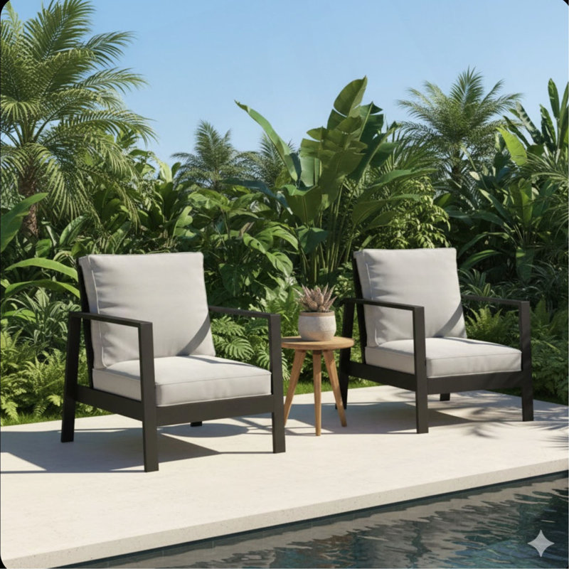 Ensemble de 2 fauteuils de patio en aluminium 28 po avec coussins épais