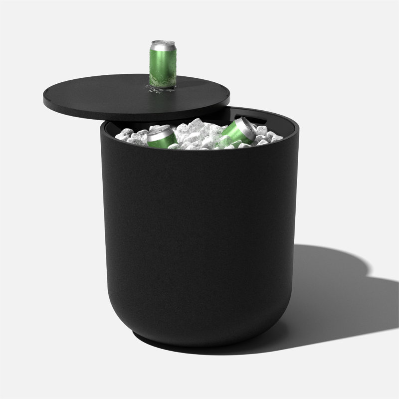 Kona Round Plastic Outdoor Side Table, Black