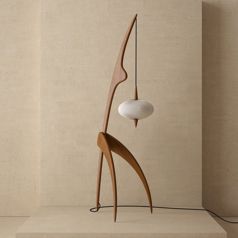 Praying Mantis Floor Lamp, Vintage Oak