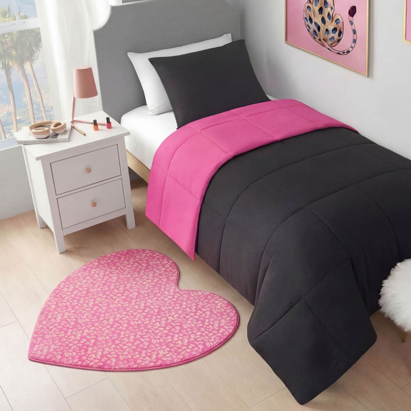 Juicy Couture Metallic Leopard Plush Rugs, 3' Heart, Hot Pink