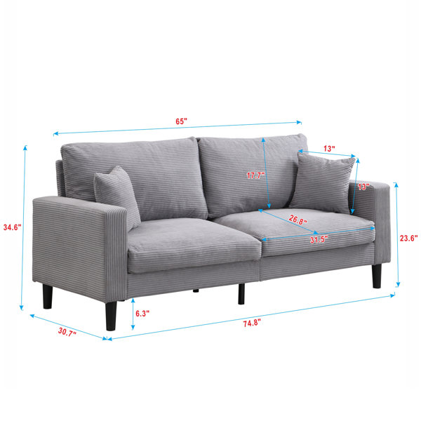 Ebern Designs 74" High Resilience Three Seater Sofa - Wayfair Canada