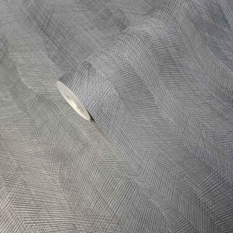 Papier peint texturé en tissu à chevrons gris Mayowa