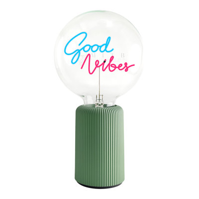 Bulb GOOD VIBES Blue/ Red with Base Table Lamp PORTABLE Pop Nomad