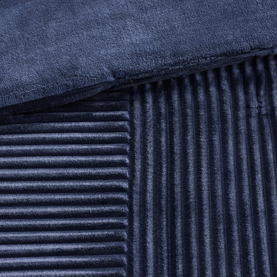 Édredon double / grand - bleu marine, noyau en duvet synthétique, face nervurée, envers uni, lavable à la machine avec une couche extérieure à 2 taies décoratives, lavable à l'intérieur