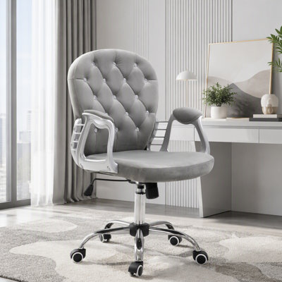 Chaise de bureau en velours capitonnée