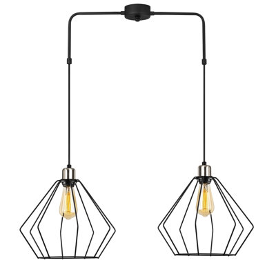 Modern Industrial Chandelier, Black Metal Body, 31.5 x 12.9 x 39.4 inches | Adjustable Height, 2 x E27 Sockets (Max 40W) | Elegant Lighting for Dining Room, Living Room, & Entryway | Stylish & Functional Design