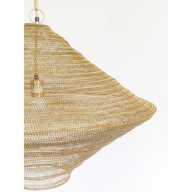 Luminaire suspendu 1 lumière avec abat-jour Aadriti, Doré