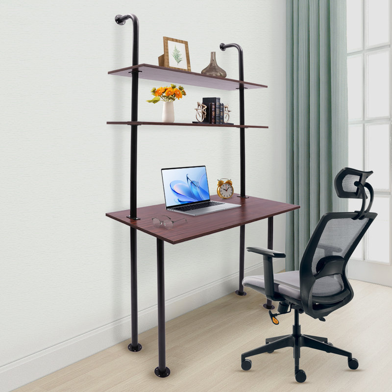 Bureau mural en métal avec tablettes H 78,74 po x l 35,43 po Norford