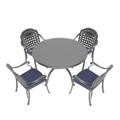5 aluminium d'extérieur avec coussins - noir, à la corrosion atmosphérique, idéal pour les meubles de patio en aluminium noir