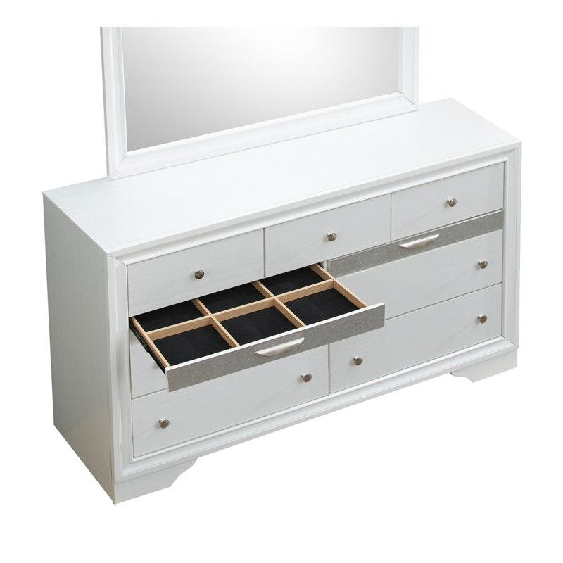 Commode double rectangulaire 9 tiroirs Carman, Blanc