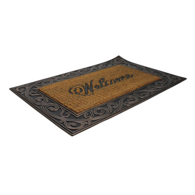 Paillasson rectangulaire brun et noir tourbillonnant 35 "x 23"