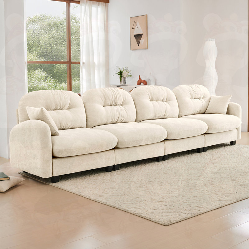 Canapé modulaire 4 places, H 36,6 po x l 140 po x P 34,2 po, 4, Beige