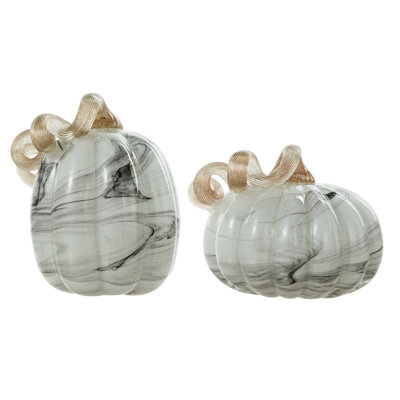 2 Piece Crackle Glass Pumpkin Set