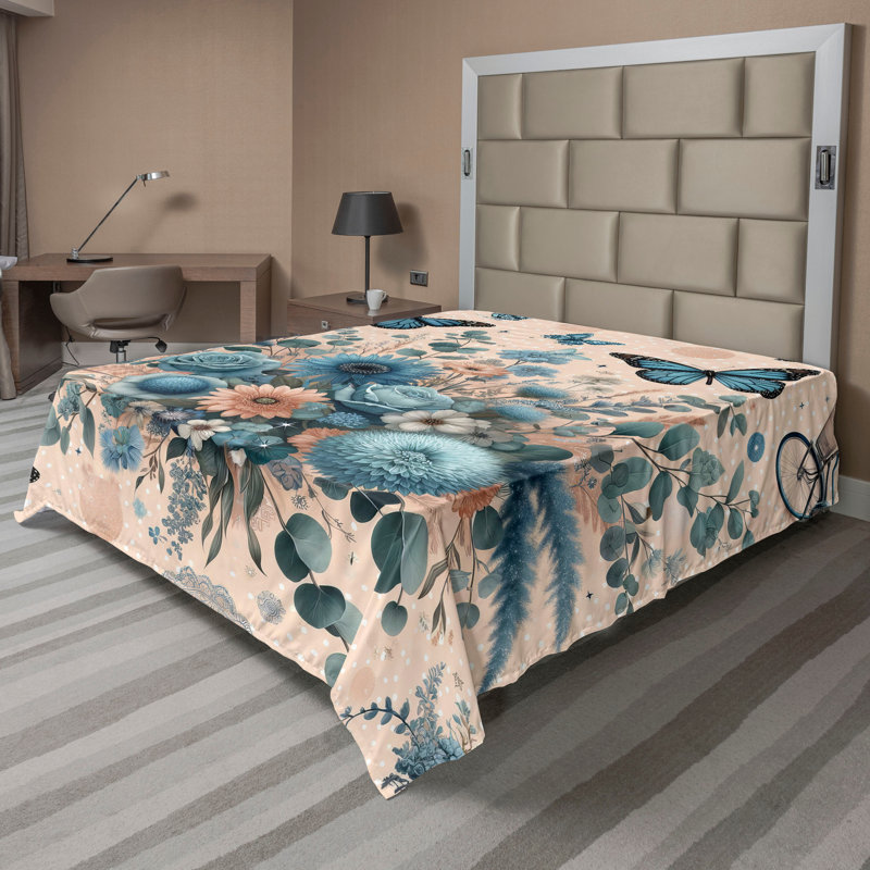 Polyester Floral Flat Sheet, California King Flat Sheet