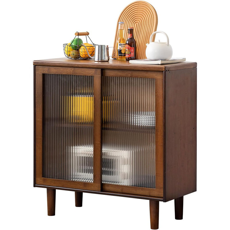Buffet en bambou, rangement en café rotin, noyer