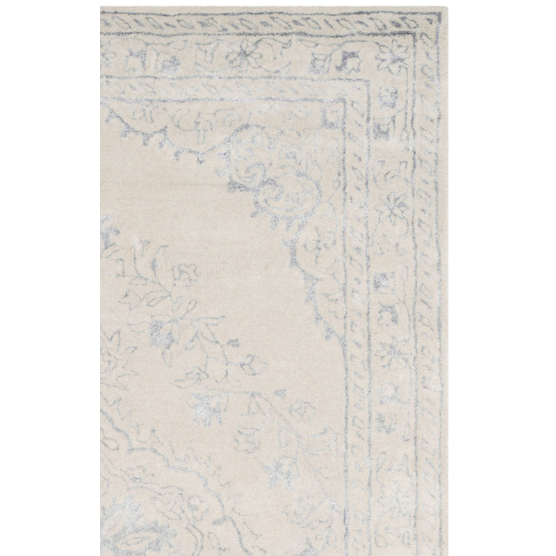 Tapis oriental gris en viscose / laine touffeté à la main Jonathan, Rectangle 8 pi x 11 pi