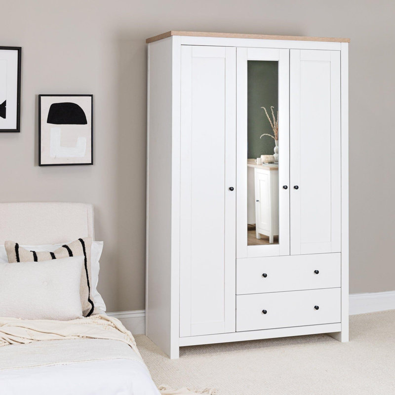 Maryhannah 3 Door Manufactured Wood Wardrobe, White